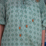 The Geo Green Tie Top