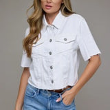 The White SS Cropped Denim Jacket