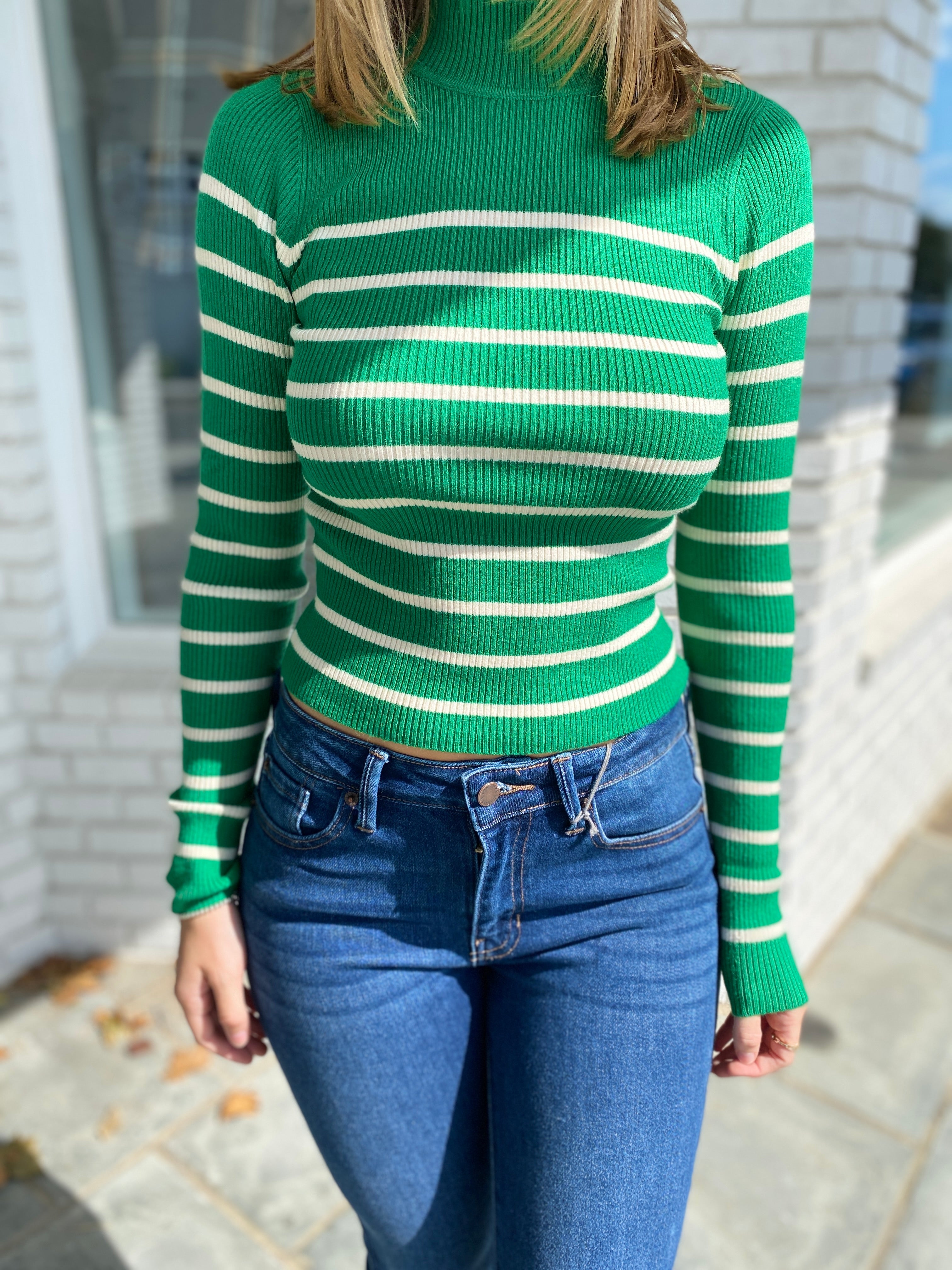 Nautical Chic Mock Neck Pullover Sweater